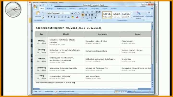 Neue Version Speiseplan Vorlage 1280x720