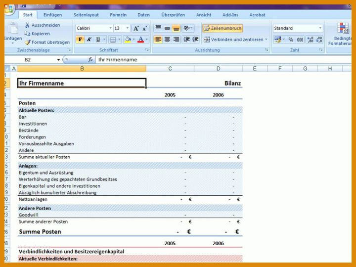 Erschwinglich Vorlage Bilanz Excel Kostenlos 800x600