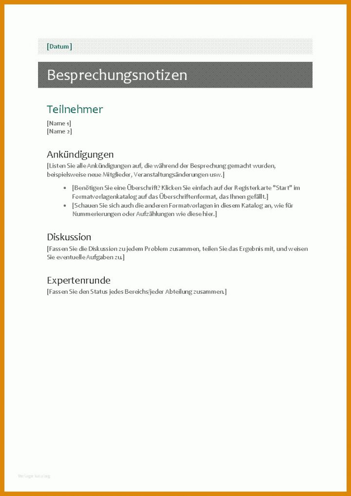 Original Besprechungsnotiz Vorlage 794x1123
