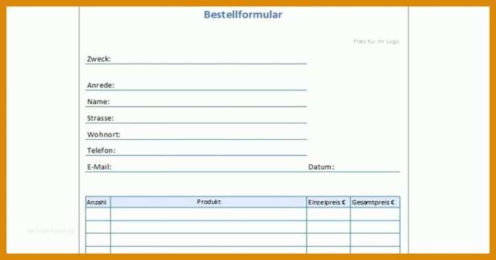 Wunderbar Bestellformular Excel Vorlage 762x400