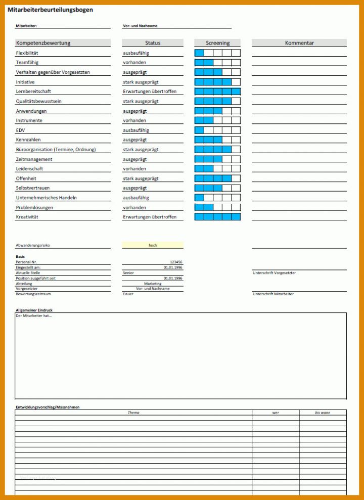 Perfekt Bewertungsbogen Vorlage 740x1016