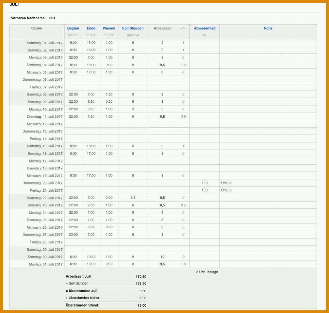 Spektakulär Datev Vorlage Zur Dokumentation Der Täglichen Arbeitszeit 2017 1096x1042