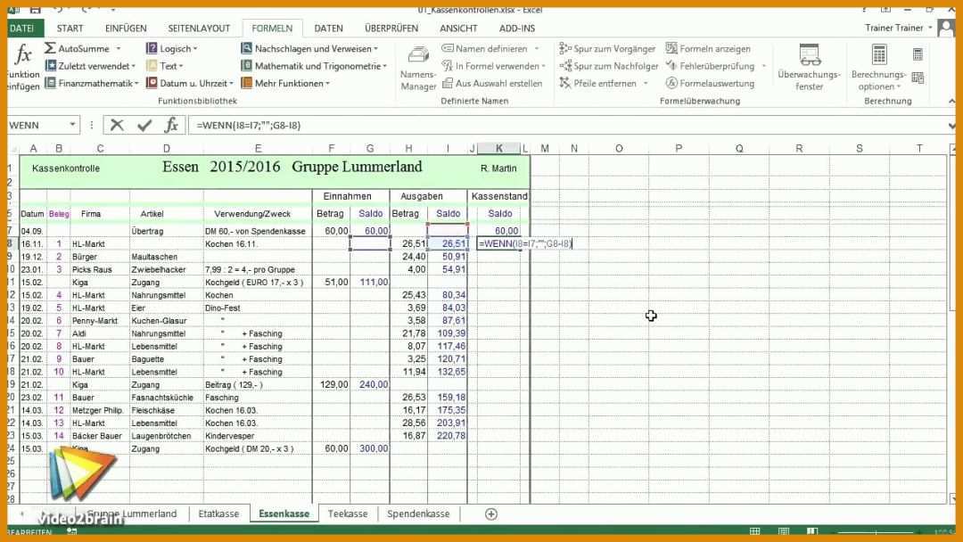 Perfekt Excel Vorlage Kassenbuch Privat 1280x720