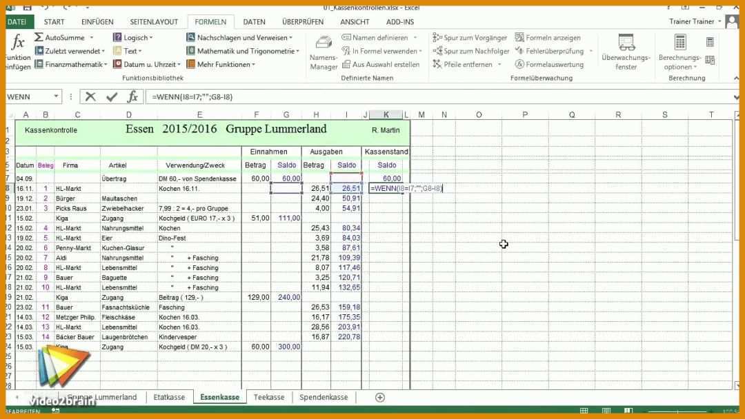 Perfekt Excel Vorlage Kassenbuch Privat 1280x720