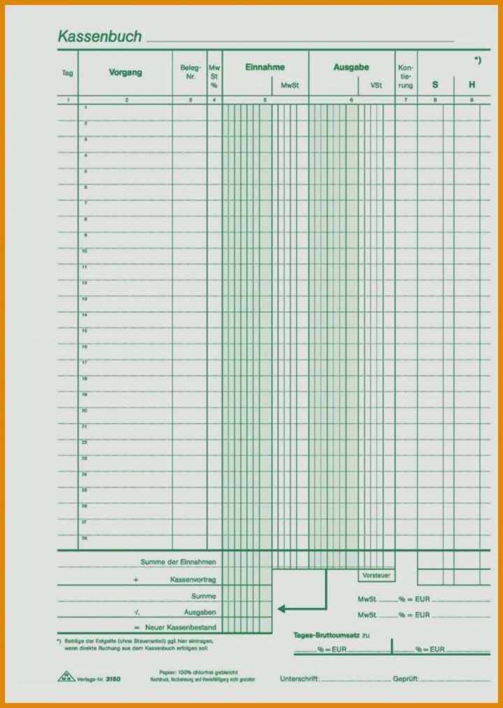 Unvergesslich Kassenbuch Vorlage Word 1008x1419