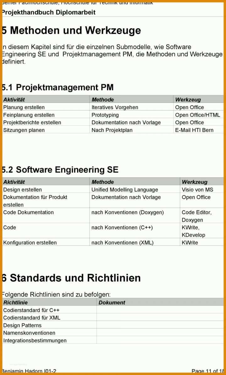 Projekthandbuch Vorlage Projekthandbuch Diplomarbeit