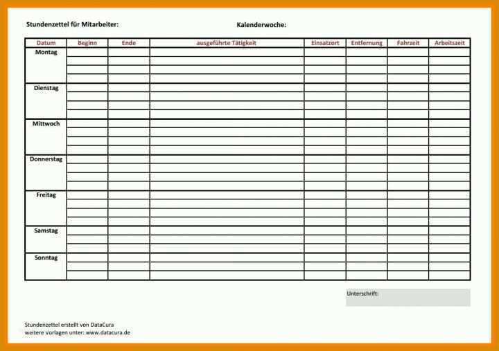 Neue Version Stundenzettel Vorlage 1086x765
