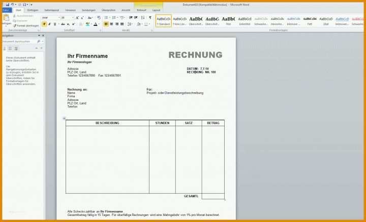 Atemberaubend Vorlage Rechnung Kleinunternehmer Openoffice 1622x986