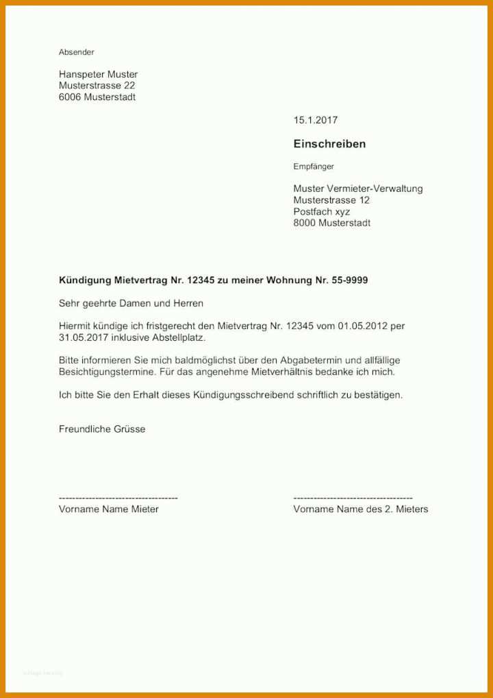 Exklusiv Wohnung Kündigen Vorlage 893x1262
