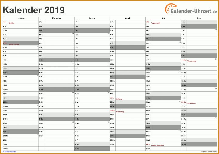Phänomenal Excel Vorlage Kalender 2019 3200x2254