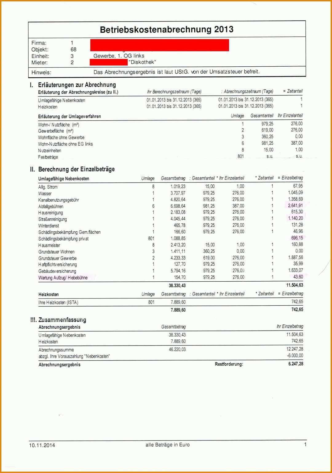 Modisch Nebenkostenabrechnung Vorlage Vermieter 2409x3435