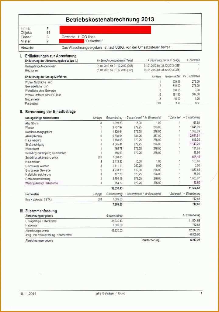 Schockieren Nebenkostenabrechnung Vorlage Vermieter 2409x3435