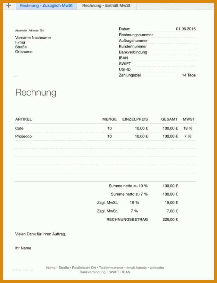 Neue Version Proforma Rechnung Vorlage 746x970