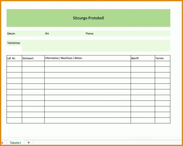 Fantastisch Protokoll Vorlage Excel 1558x1238