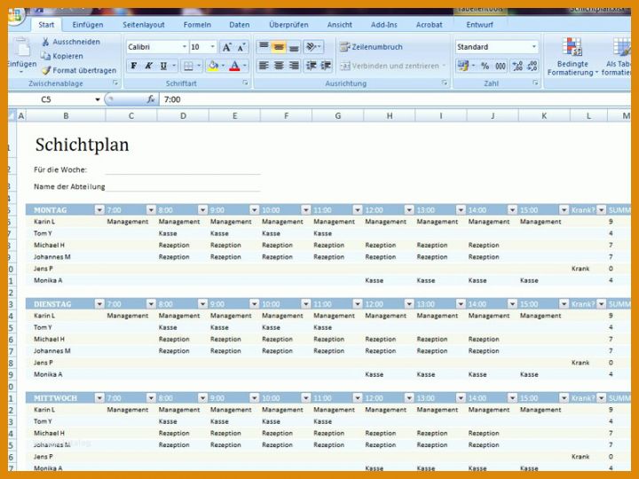 Neue Version Schichtplan Vorlage Kostenlos 800x600