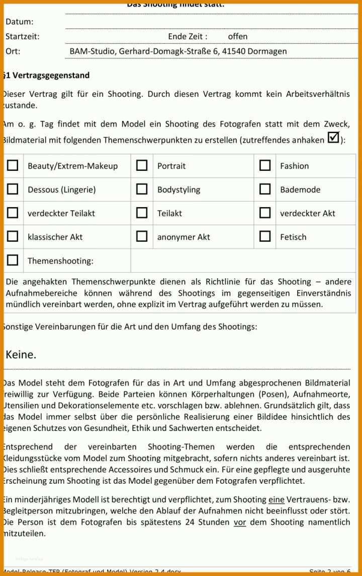 Tfp Vertrag Vorlage Rechteuebertragung Model Release Vertrag Tfp