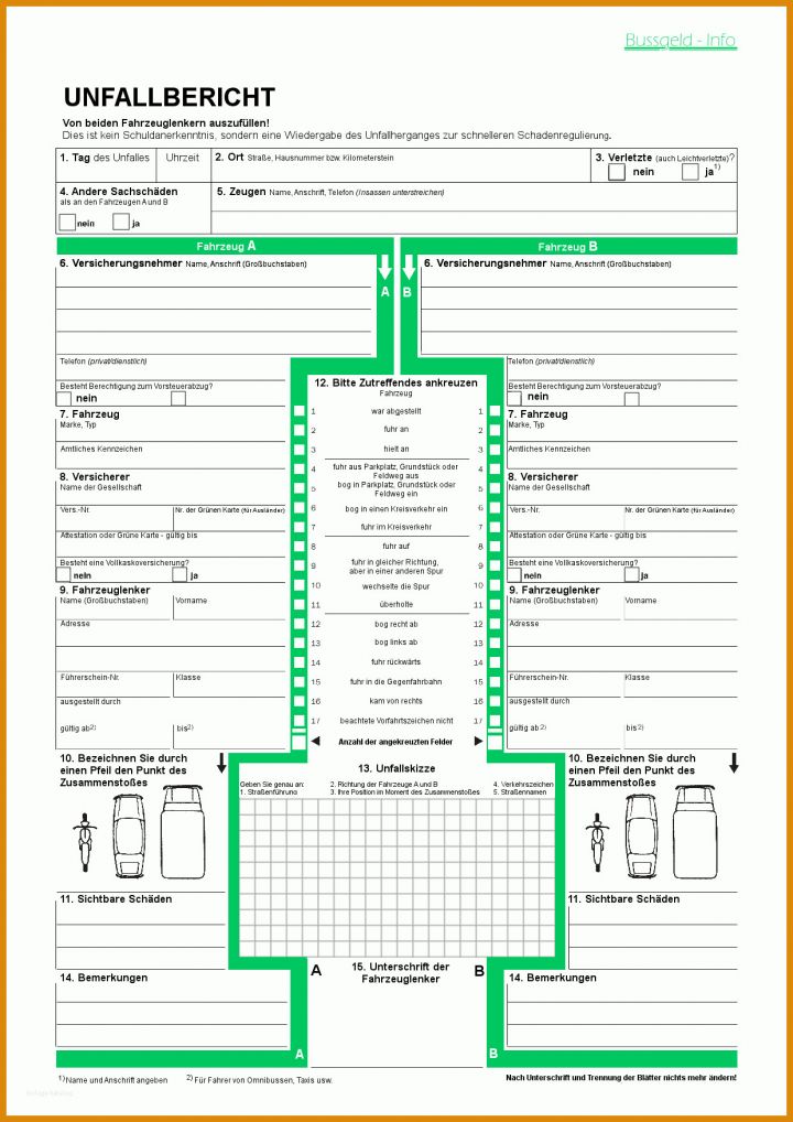 Fantastisch Unfallbericht Vorlage 1240x1754