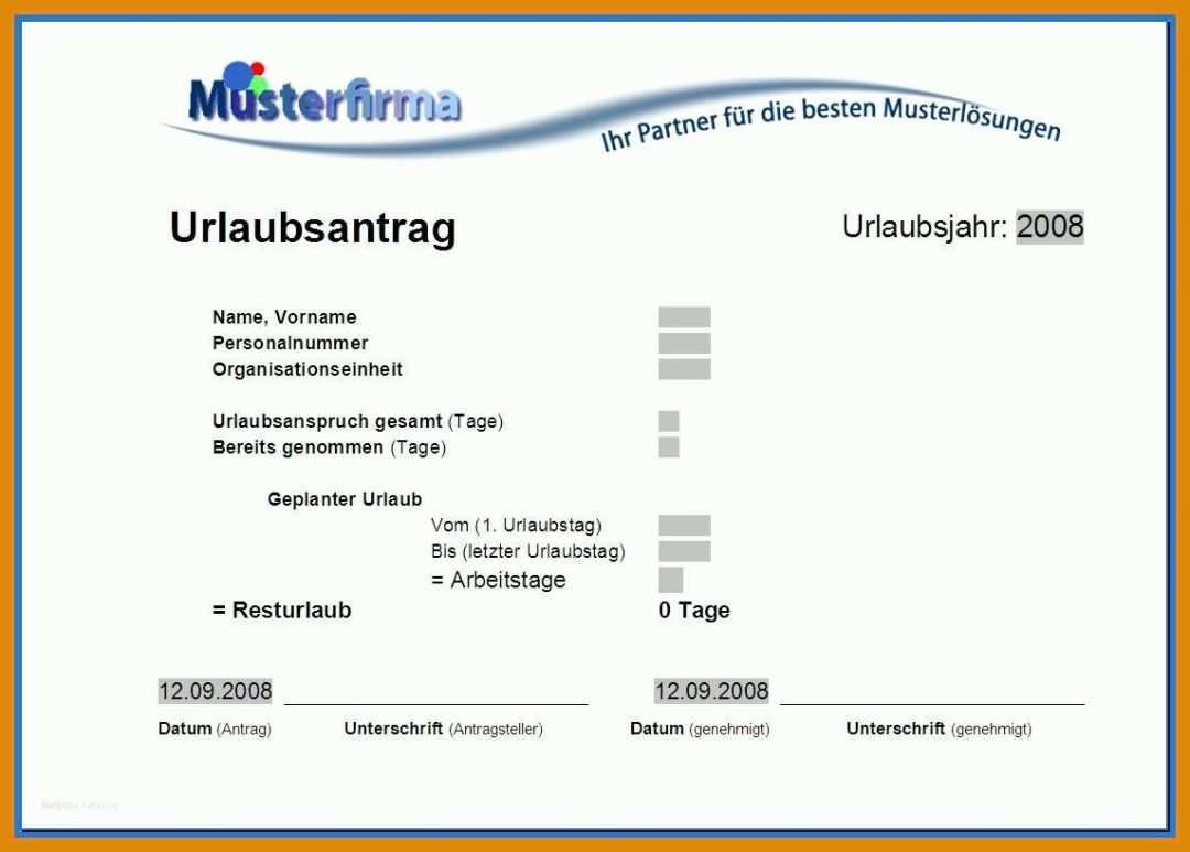 Bemerkenswert Urlaubsantrag Excel Vorlage Kostenlos 1144x819