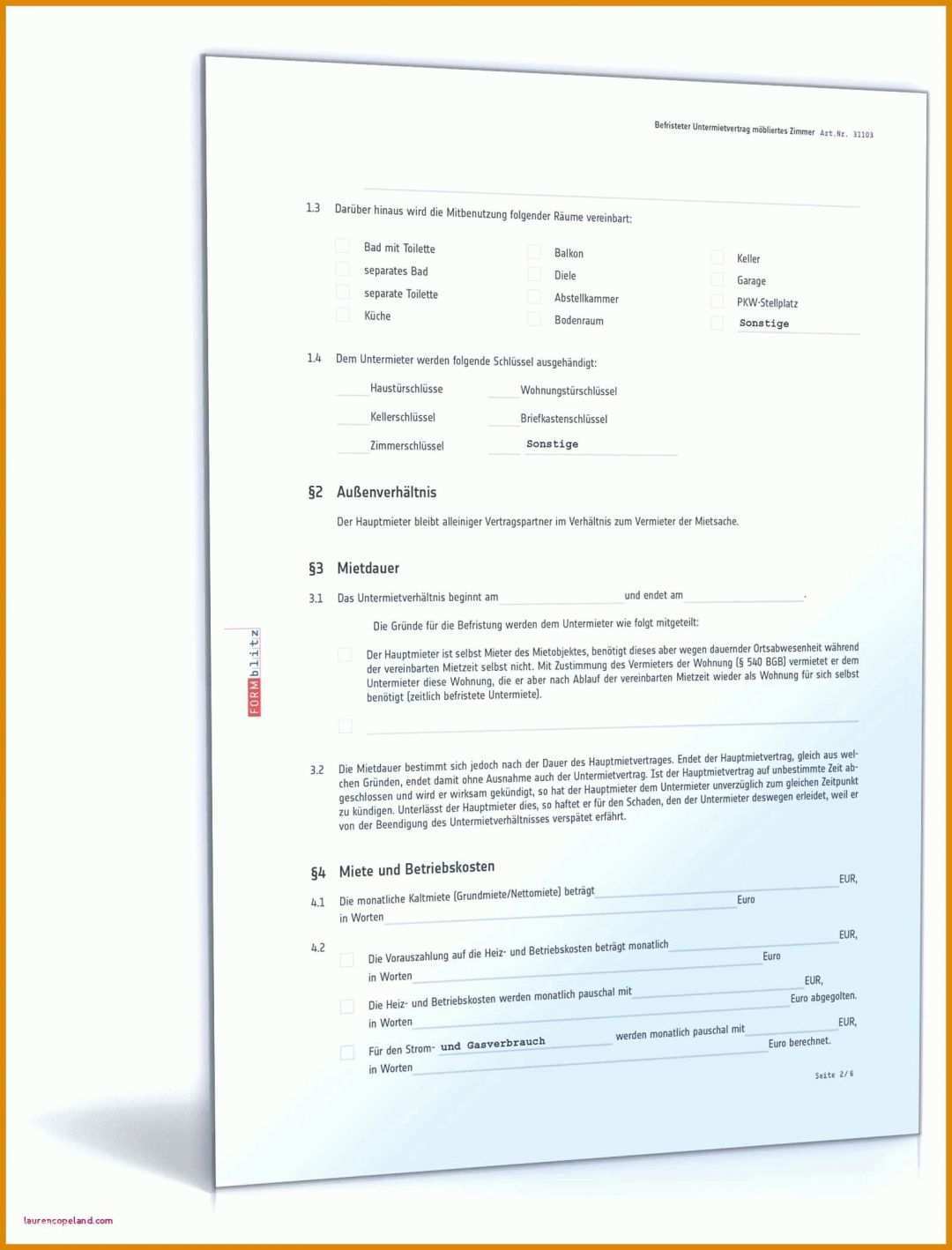 Erstaunlich Vorlage Mietvertrag Wohnung 1600x2100