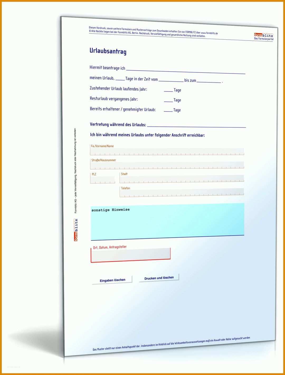 Fabelhaft Vorlage Urlaubsantrag 1600x2100