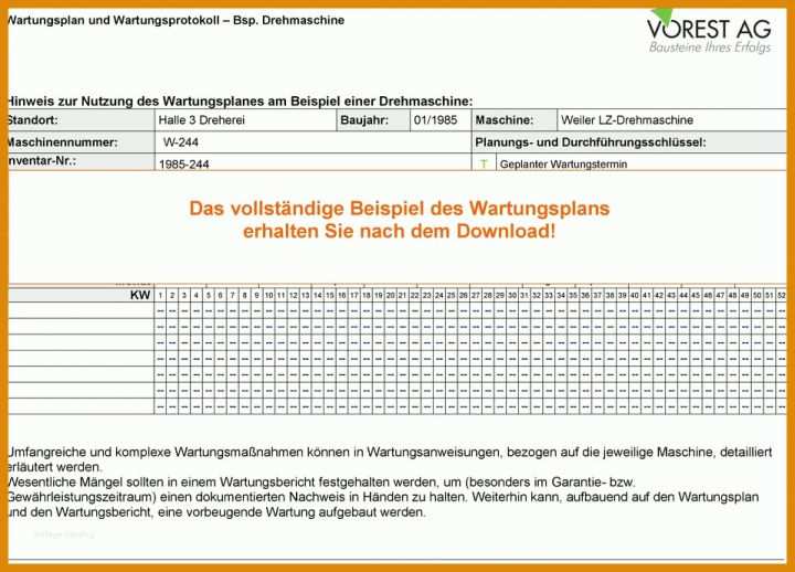 Beste Wartungsanweisung Vorlage 959x690