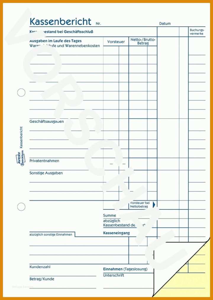 Sensationell Kassenbericht Pdf Vorlage 727x1024