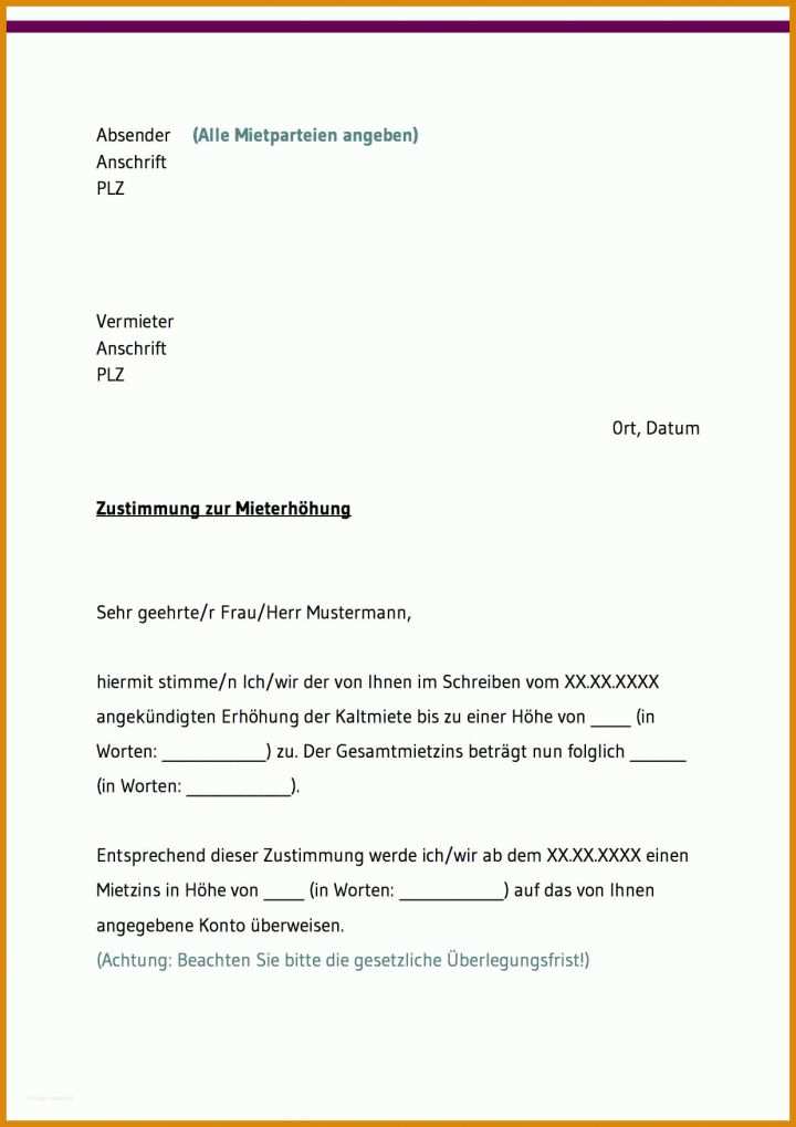 Allerbeste Mieterhöhung Eigentümerwechsel Vorlage 1239x1754