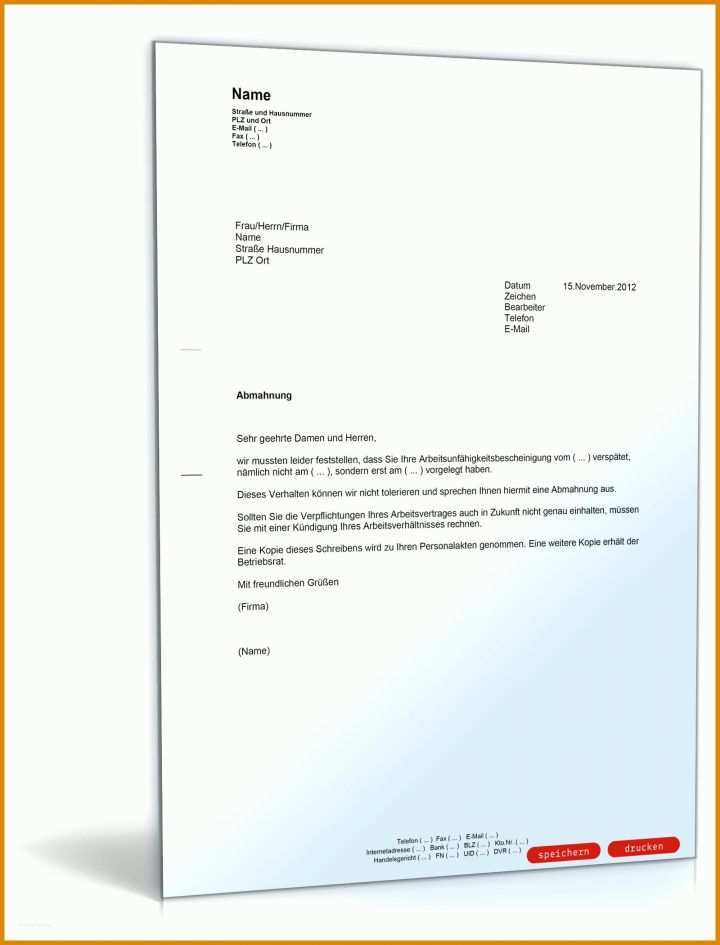 Ausgezeichnet Mitarbeiter Abmahnen Vorlage 1600x2100