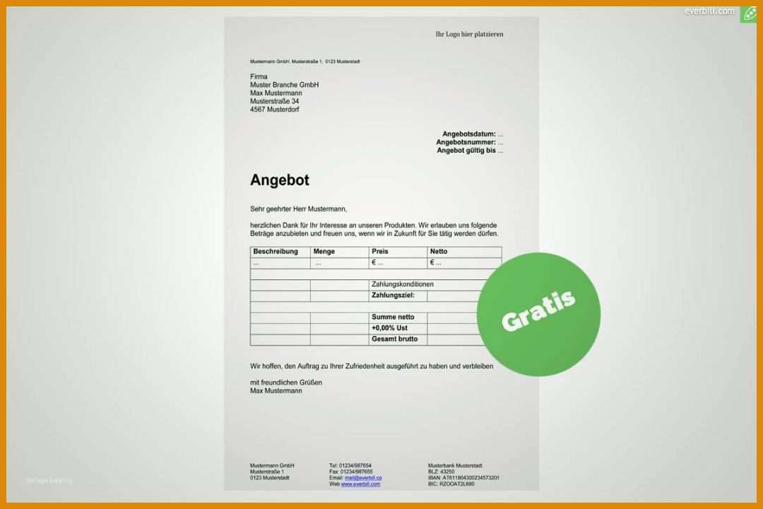 Ausgezeichnet Angebot Vorlage Word 1200x800