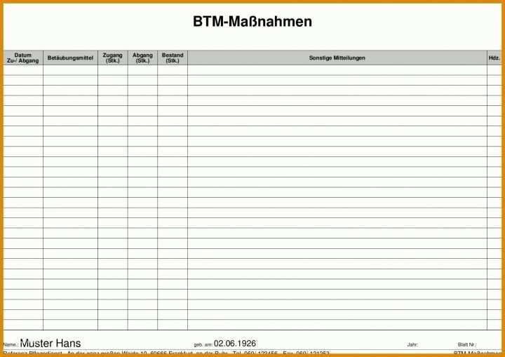 Btm Dokumentation Vorlage: 11 Empfehlungen Für 2019 - Muster & Vorlagen