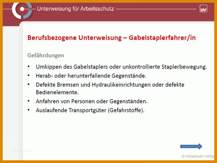 Hervorragend Jährliche Unterweisung Gabelstaplerfahrer Vorlage 800x600