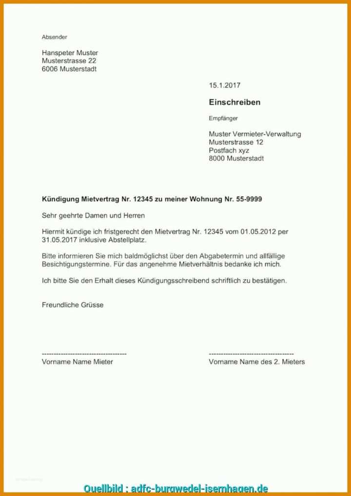 Hervorragend Kündigung Mietwohnung Vorlage 950x1343