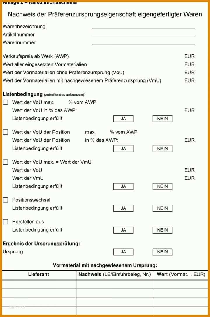 Moderne Lieferantenerklärung Nichtpräferenzieller Ursprung Vorlage 960x1444