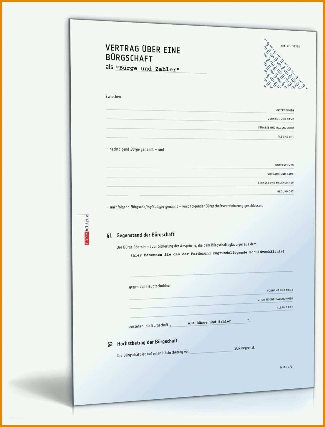 Fabelhaft Mietbürgschaft Vorlage Pdf 1600x2100