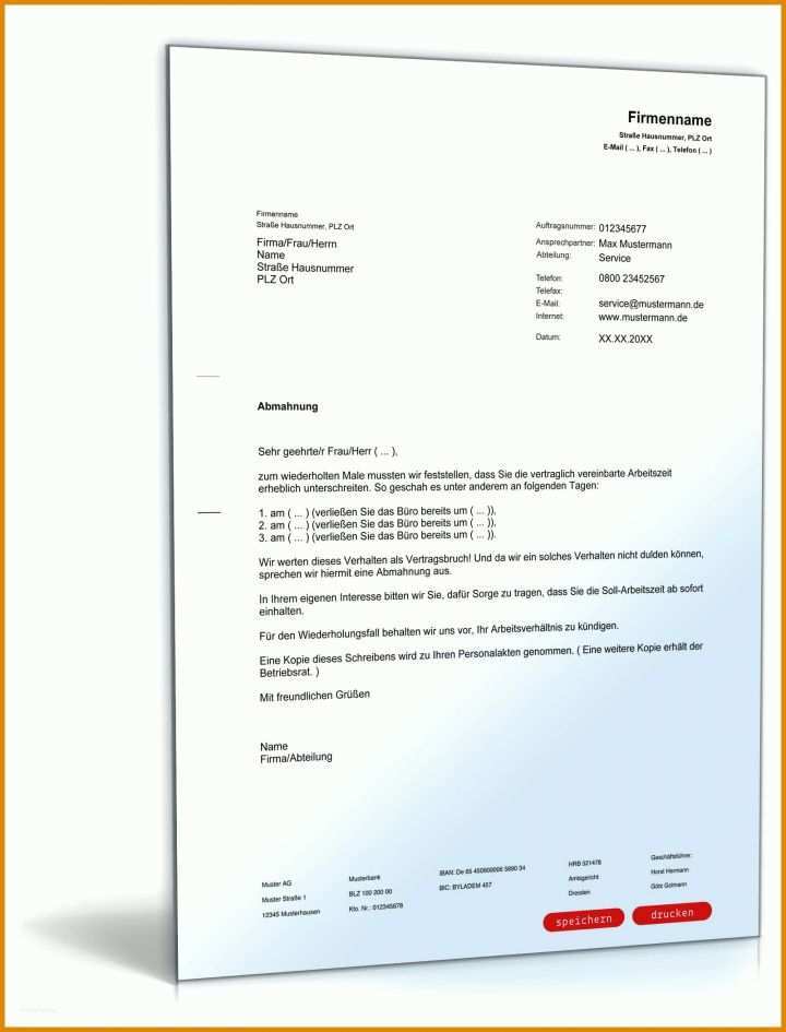 Schockierend Mitarbeiter Abmahnung Vorlage 1600x2100