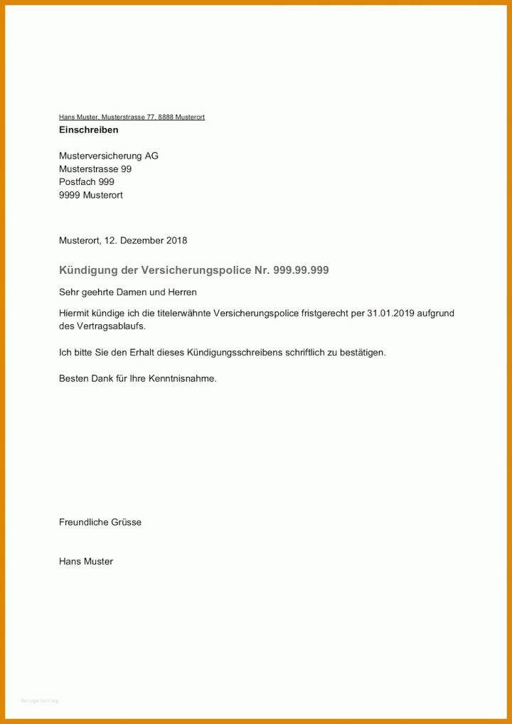 Spezialisiert Pb Versicherung Kündigen Vorlage 992x1402