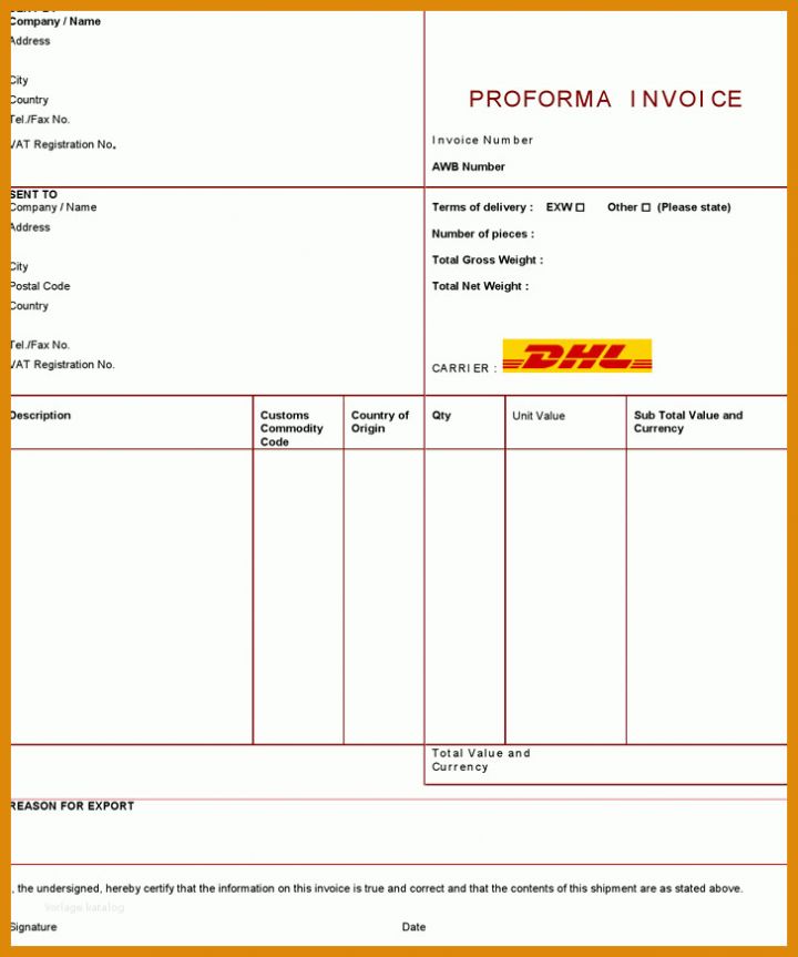 Limitierte Auflage Proforma Invoice Vorlage 728x873