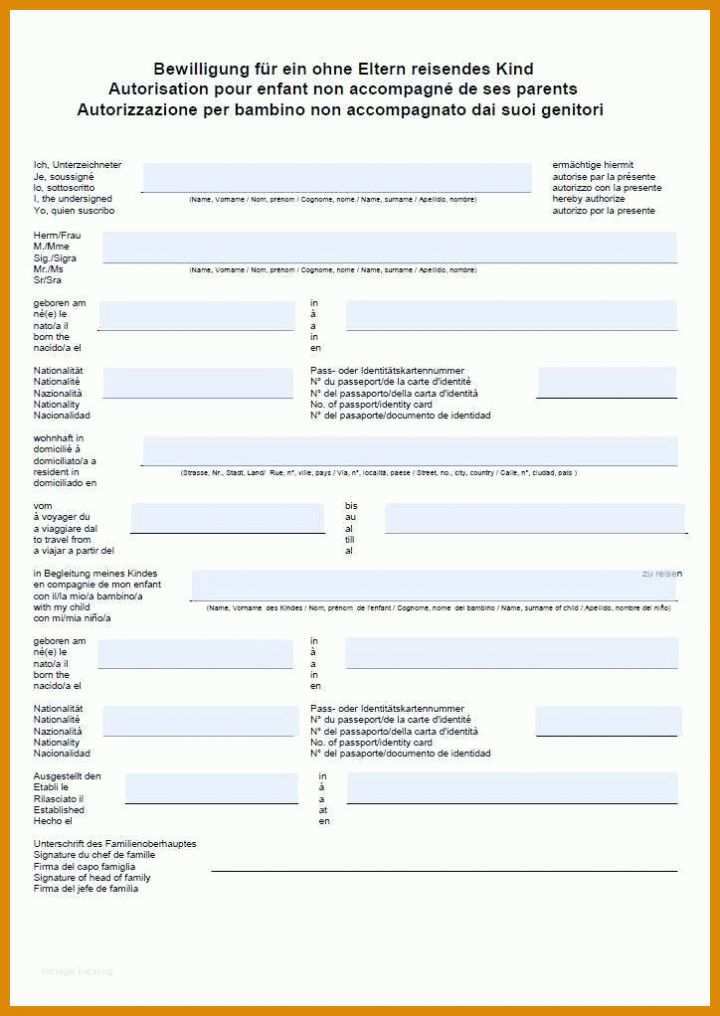 Beeindruckend Reisevollmacht Kind Mit Einem Elternteil Vorlage 724x1022