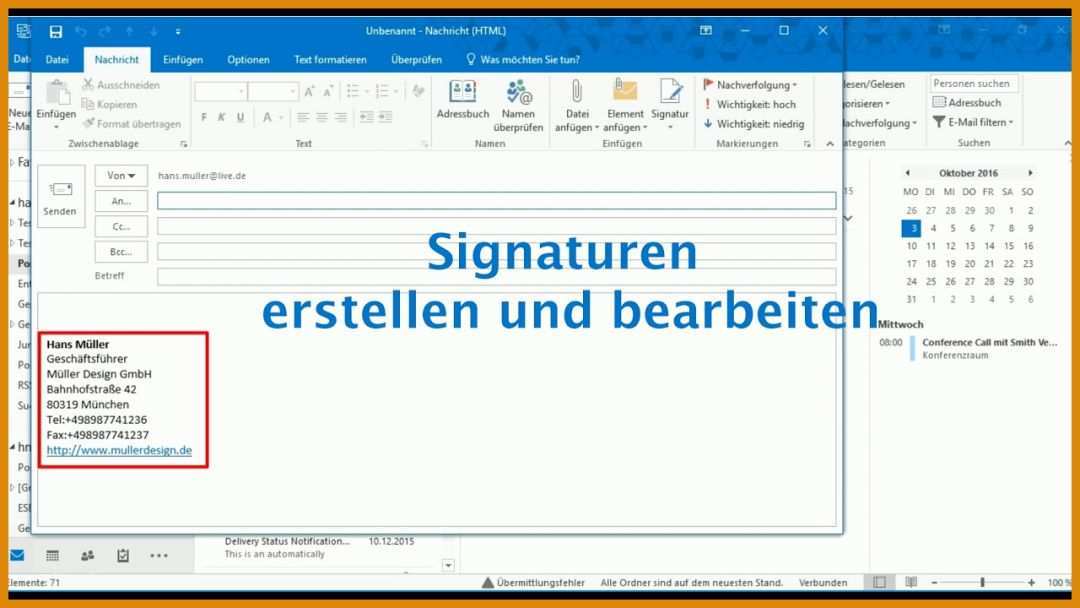 Wunderbar Signatur Outlook Vorlage 1280x720