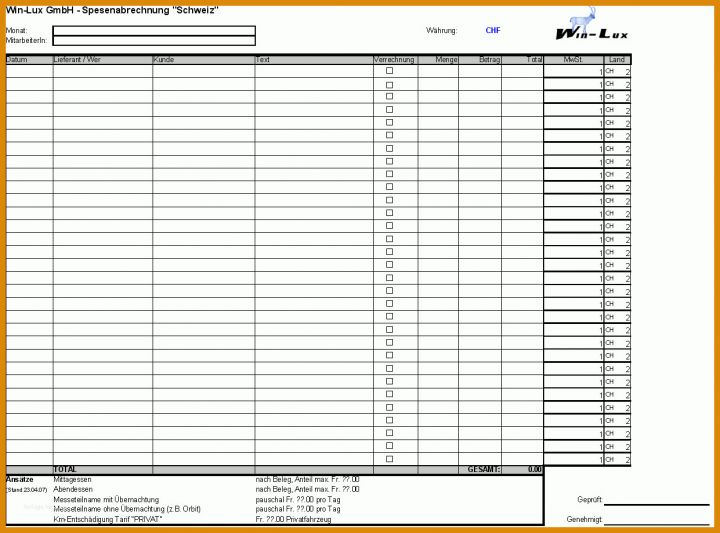 Spektakulär Spesenabrechnung Vorlage Word 1241x918