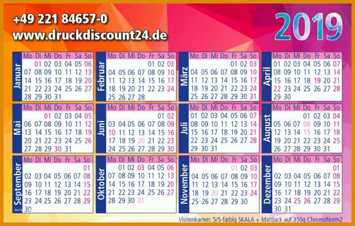 Bestbewertet Visitenkarten Kalender 2019 Vorlage 1000x636