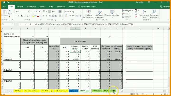 Original Vorlage Aufgabebilanz Excel 1280x720