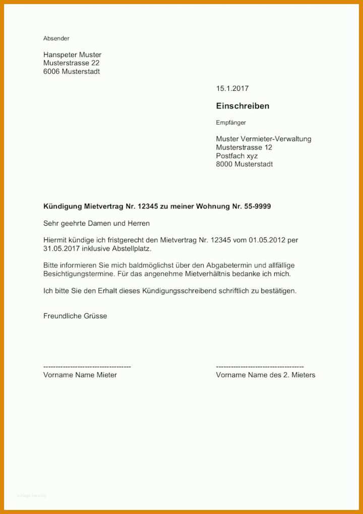 Beeindruckend Vorlage Kündigung Mietvertrag 893x1262