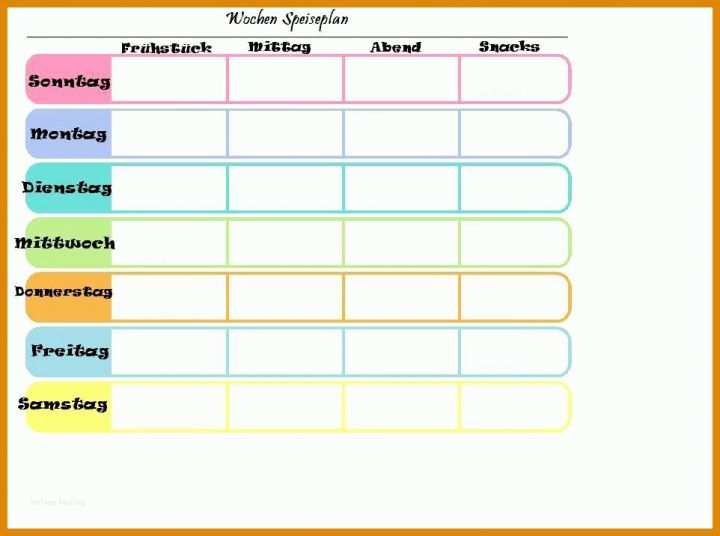 Faszinieren Wochenspeiseplan Vorlage 962x716