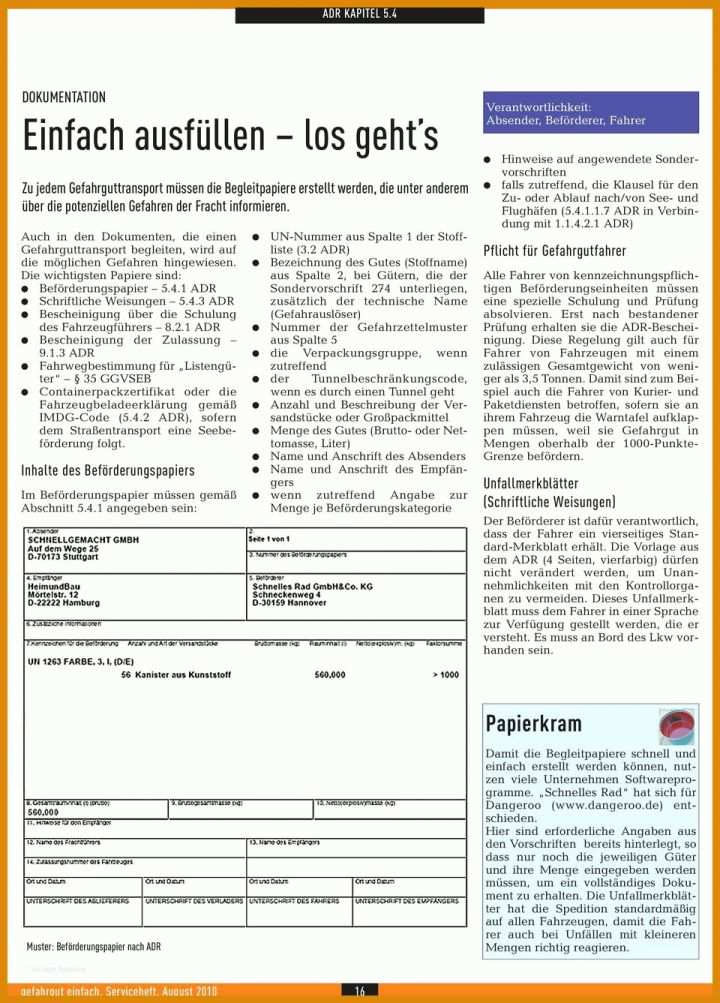 Überraschen Beförderungspapier Adr Vorlage 960x1337