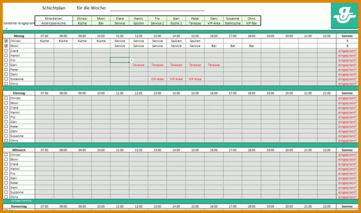 Dienstplan Vorlage Excel Nstplan Vorlage