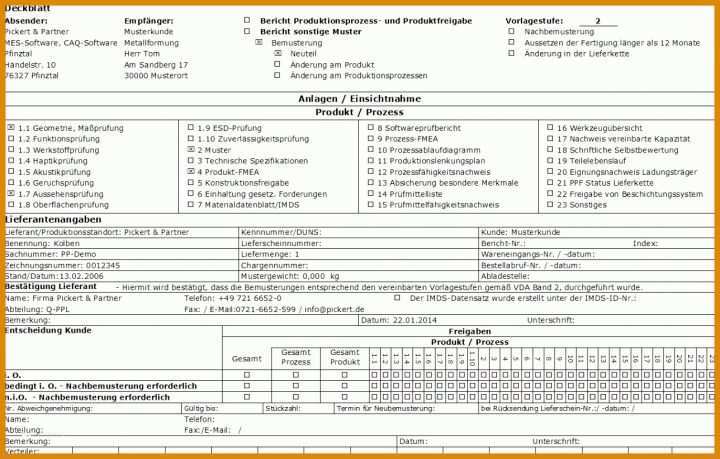 Allerbeste Erstmusterprüfbericht Vorlage 1288x821