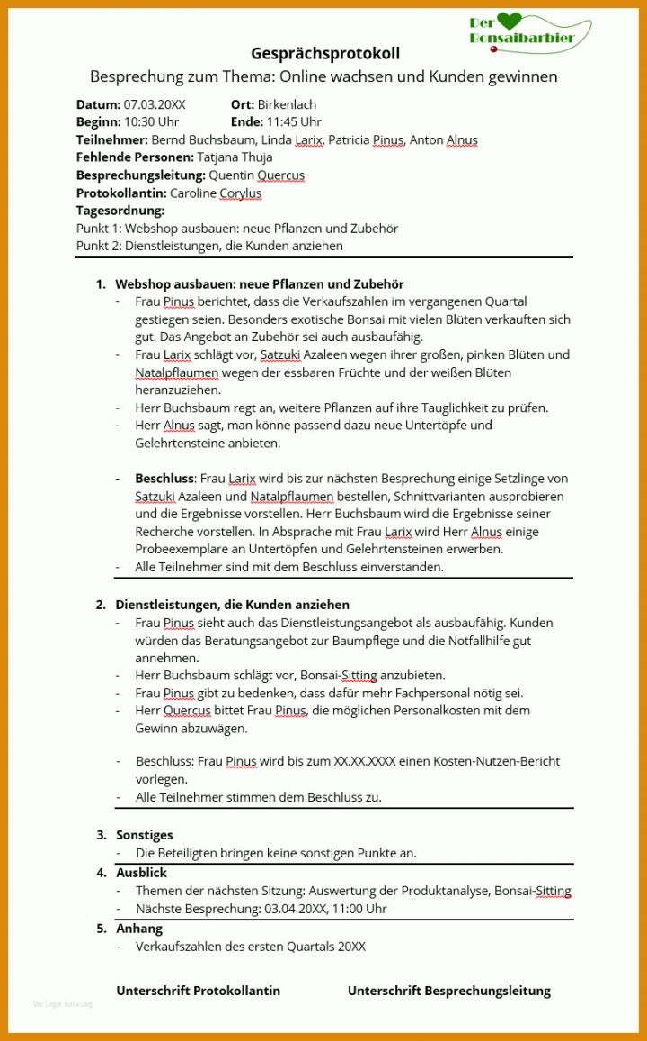 Größte Gesprächsprotokoll Vorlage 790x1270