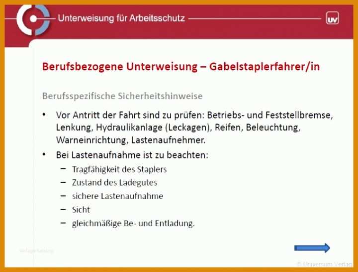 Jährliche Unterweisung Gabelstaplerfahrer Vorlage Sicherheitsunterweisung Vorlage