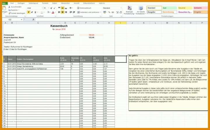 Beeindruckend Kassenbuch Vorlage Excel 1024x636